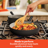 bella 7 Piece Cookware Set with EverGood™ Ceramic Nonstick Coating, Dishwasher Safe Oven Safe, All Stovetops Compatible, Glass Lids with Silicone Rims, Cool Touch Handles, Black BELLA