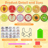 Billbotk 12 Pieces Diamond Art Painting Coasters Kit with Holder, Diamond Art Coasters, DIY Diamond Crafts Projects, Diamond Dot Kits for Adults and Beginners(Fruit Style) Billbotk