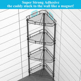 HuggieGems 4 Tier Floor Standing Corner Shower Caddy Organizer Shelf with Hooks, Bathroom Shelves Stand Rack, Black HuggieGems