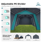 MFSTUDIO Outdoor Carport 13x22 ft, Portable Storage Sheds Shelter Garages Heavy Duty Canopy with Rolled up Zipper Doors, Outside Utility Shed Garage Tent for Boat,Patio Furniture and Tools MFSTUDIO