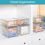 Vtopmart 4 Pack Large Stackable Storage Drawers,Easily Assemble Acrylic Bathroom Closet Undersink Organizers and Storage,Plastic Bins for Kitchen Cabinets,Pantry,Makeup,Medicine Organization Vtopmart