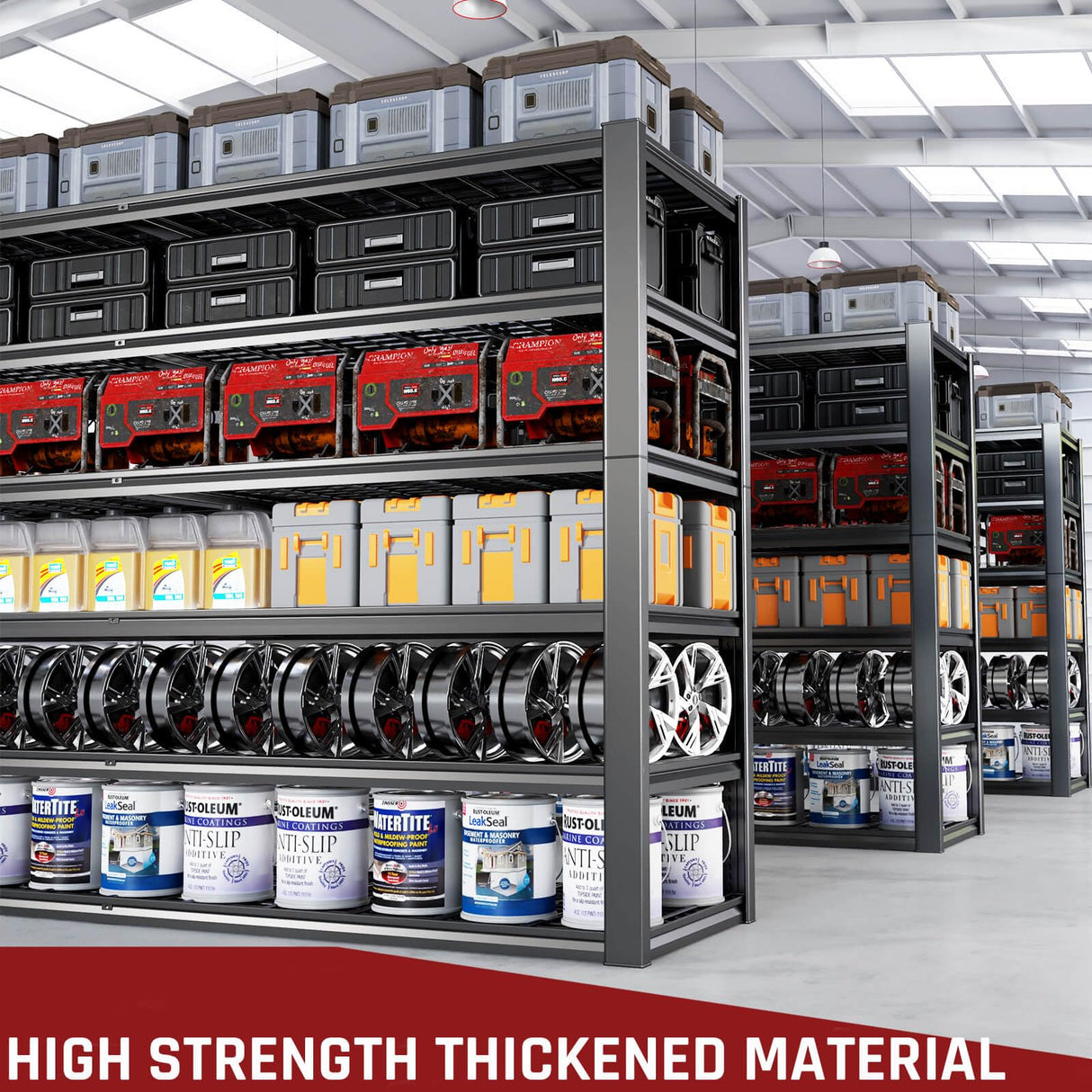 PMKES 67" W Garage Shelving Heavy Duty, Adjustable 6 Tier Metal Shelves, Commercial Metal Shelf Rack, Industrial Shelving PMKES