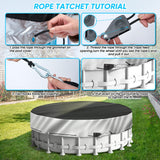 NEVERLAND Winter Pool Cover 18FT Round - Heavy-Duty 420D Oxford Above Ground Swimming Pool Cover, Debris-Proof, Cold-Resistant & UV-Resistant with Upgraded Adjustable Tensioner, Black/Sliver NEVERLAND