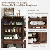 ACCOHOHO 72" Tall Kitchen Pantry, Farmhouse Storage Cabinet with Barn Doors, Organizer, Drawer and Adjustable Shelves, Rustic Wood Cupboard for Kitchen, Dining Room, Bathroom, Brown ACCOHOHO