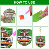 BBTO 15 pcs Football Diamond Art Keychains 5d Diamond Painting Keychain Football Party Decoration DIY Ornaments Pendant Kits for Adult BBTO