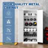 Fesbos Metal Storage Cabinet-71” Tall Steel File Cabinets with Doors and 5 Adjustable Shelves-White Steel Storage Cabinet for Home,Kitchen, School, Office, Garage Fesbos