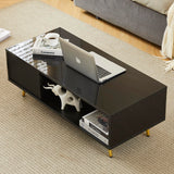 COSVALVE 41.3IN LED Black Coffee Tables for Living Room with 16 Colors LED Lights, Modern Minimalist Coffee Table with Fluted Panel, Rectangle Center Table Game Table COSVALVE