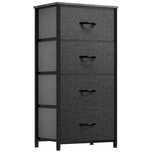 YITAHOME Storage Tower with 4 Drawers - Fabric Dresser, Organizer Unit for Bedroom, Living Room, Closets & Nursery - Sturdy Steel Frame, Easy Pull Fabric Bins & Wooden Top - WoodArtSupply