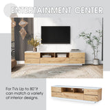 Merax Wood TV Stand Entertainment Center with Storage Cabinets & Open Shelves, Modern TV Console Table for TVs Up to 80” for Living Room Bedroom (Natural) Merax
