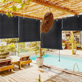 Lsjoaw Bamboo Blinds 28x40in/71x102cm Bamboo Roll Up Blind Shades Roller Window Shades Patio Shades Roll Up with Lift Bamboo Shades for Windows Porch Balcony Reed Shades,Black Lsjoaw