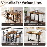 Zevemomo 7-Piece Dining Table with Chairs Set, Rectangular Metal Frame Table with 6 Chairs, Modern Table Furniture Set for Kitchen, Dining Room and Living Room, Brown Zevemomo