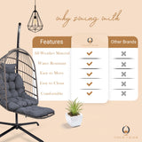 Coco Chair Hanging Egg Chair with Stand & Leg Rest | Modern Outdoor Egg Chair with Pillow | Foldable Swing Chair for Indoor & Outdoor | Dark Gray coco chair