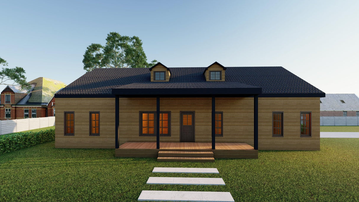 Tiny Home Build Plan - Single Story Bungalow, 1068sqft, 2 Bed, 2 Bath, DIY Generic