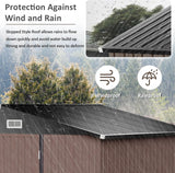 Aoxun Outdoor Storage Shed, 7.6 x 9.7 FT, Garbage Can, Outdoor Metal Shed for Tool, Garden, Bike, Placed in Patio, Garden Brown Base Included Aoxun