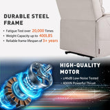 EONIX Wide Lay Flat Power Lift Recliner Chair for Elderly, Heavy Duty Oversized Fabric Lift Chairs Recliner Sofa with Heat and Massage and Charging Ports, Chenille White EONIX