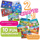 Craftikit ® Award-Winning Foil Art & Rainbow Scratch Art for Kids - 2-in-1 Arts and Crafts Kit for Kids Ages 4-10 - Animal Theme for Girls, Boys & Toddlers Ages 4, 5, 6, 7, 8, 9, 10 Craftikit