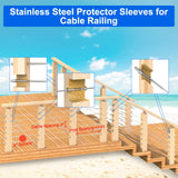 BLIKA 120 Pack Stainless Steel Protector Sleeves for 1/8" 5/32" or 3/16" Deck Cable Railing, for Wood/Composite Posts, T316 Marine Grade BLIKA