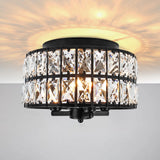 JWLUYN Black Crystal Flush Mount Ceiling Light, 4 Lights Black Dining Room Light Fixtures with E12 Base, Modern Close to Ceiling Light Fixture for Bathroom, Hallway, Kitchen, Bedroom, Entryway JWLUYN