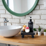 Delimux Farmhouse Wood Riser Decorative Pedestal Stand Rectangular Wood Tray Displays Decorations Rustic Home Bathroom Counter Wooden Riser (Black) Delimux