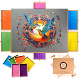 1500 Piece Rotating Wooden Puzzle Board with 6 Drawers & Cover,35” X 26” Jigsaw Puzzle Table Portable Wooden Puzzle Tables Gifts for Women Men Kids QUNPON