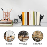 Peeping Cat Metal Bookends Cute Cat Book Ends for Shelves Bookshelf Decorative Objects Home Office Desk Bookshelf Decor Cat Lover Gifts for Women (Black) Ecqizer