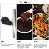 Turkey Baster Syringe for Cooking, Large Stainless Steel Meat Injector, with Cleaning Brush and 2 Marinade Needles, Black Omoojee