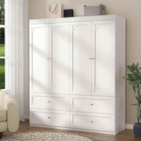 Swyanste White Armoire Wardrobe Closet: 74" Large Wardrobe Closet with 4 Drawers, 4 Door Armoire Wardrobes for Hanging Clothes, Modern Wooden Closets for Bedroom (White) Swyanste