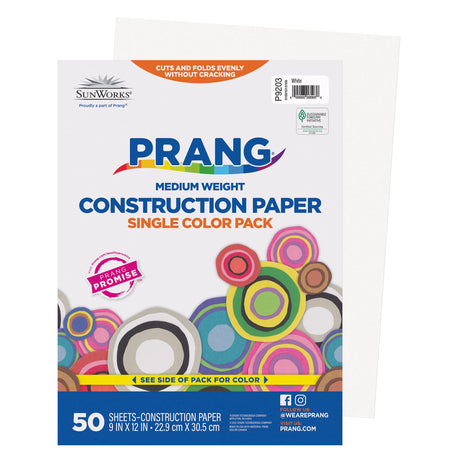 Prang (Formerly SunWorks) Construction Paper, White, 9" x 12", 50 Sheets Prang