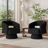 Swivel Barrel Accent Chair,Oversized Teddy Upholstered Round Swivel Chair,Modern Luxury 360 Degree Living Room Vanity Chair for Bedroom Office,Black Luxanimarion