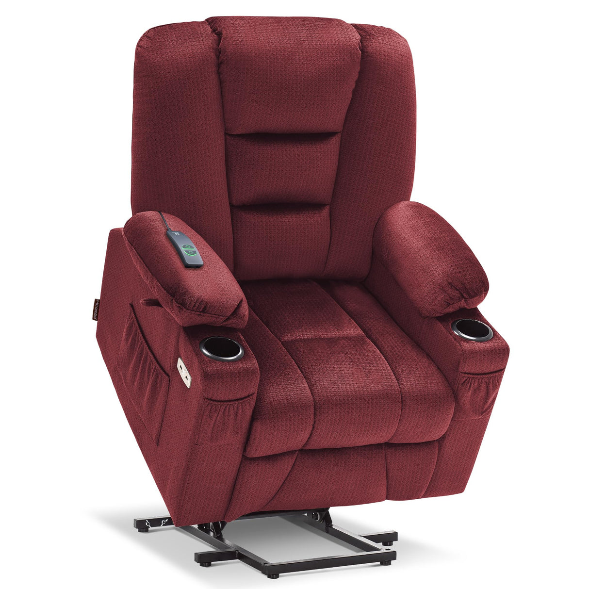 MCombo Small Power Lift Recliner Chair with Massage and Heat for Petite People, Cup Holders, USB Ports, Side Pockets, Fabric 7569 (Small-Regular, Burgundy) MCombo