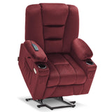 MCombo Small Power Lift Recliner Chair with Massage and Heat for Petite People, Cup Holders, USB Ports, Side Pockets, Fabric 7569 (Small-Regular, Burgundy) MCombo