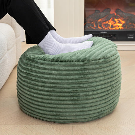 Stuffed Pouf Ottoman with High Density Foam Filler Plush Fiber Ottoman Poufs Pouf Stool Ottoman Round Foot Stool Storage Ottoman 20 x 12 Inches Floor Pouf Ottoman Foot Rest for Living Room Green AbunHeri