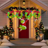 Outdoor Christmas Fence Decorations, 6Pcs Light Up Christmas Fence Peeker Signs Decor with LED String Lights for Yard Garden Lawn Fireplace, Christmas Tree Decoration ULTHOOL