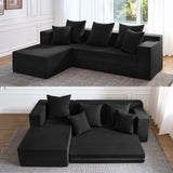 YINIX 106" Sectional Sofa for Living Room, Cloud Couch with 59" Deep Seat, Modern Modular L-Shape Sofa Bed with Chaise, Upholstered Boneless Couches for Bedroom, No Assembly (Black) YINIX