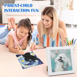 2 Pack Diamond Art Kits for Kids with Frame, DIY 5D Diamond Painting by Numbers for Beginners, Fun Arts and Crafts for Boys and Girls Ages 6-8-12, 6″ x 6″ Cat and Dog Animal Design Temiaode