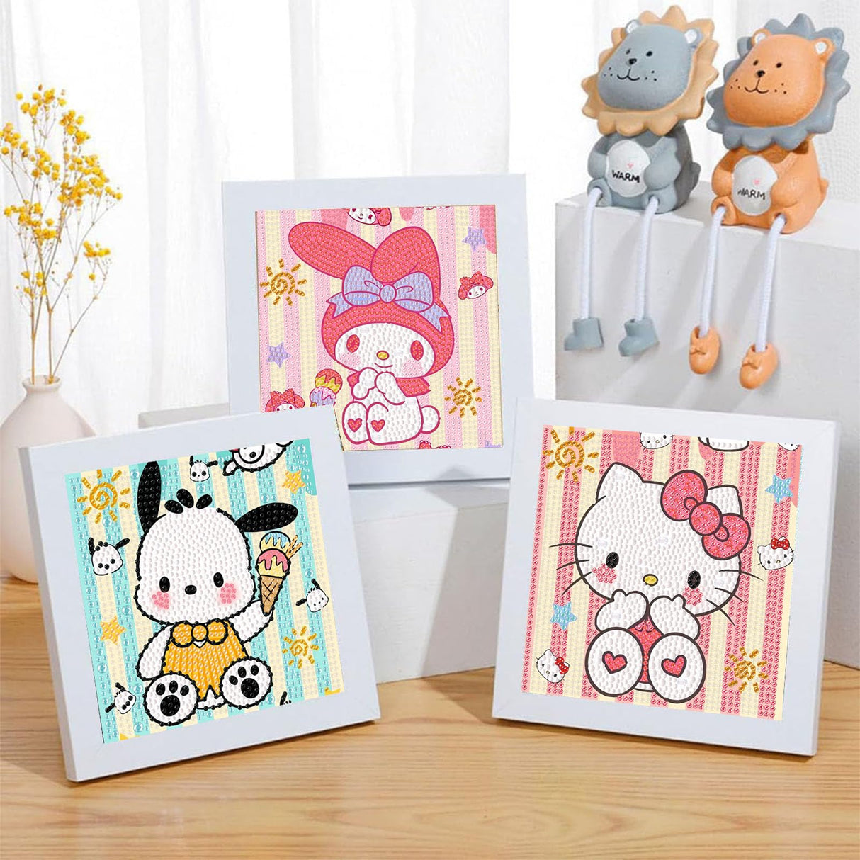 Sretoul 4 Pack Cartoon Diamond Art Kits for Kids-4 Pack Diamond Art Painting for Kids, 7 Year Old Girl Birthday Gifts 6X6 Inch Sretoul