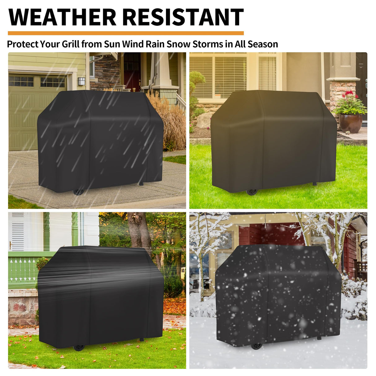 NEXCOVER Grill Cover, BBQ Cover 55 inch,Waterproof BBQ Grill Cover,Fade Resistant Gas Grill Cover, Barbecue Grill Covers, Fits Grill of Weber, Brinkmann, Nexgrill, Black Grill Cover for Outdoor Grill. NEXCOVER