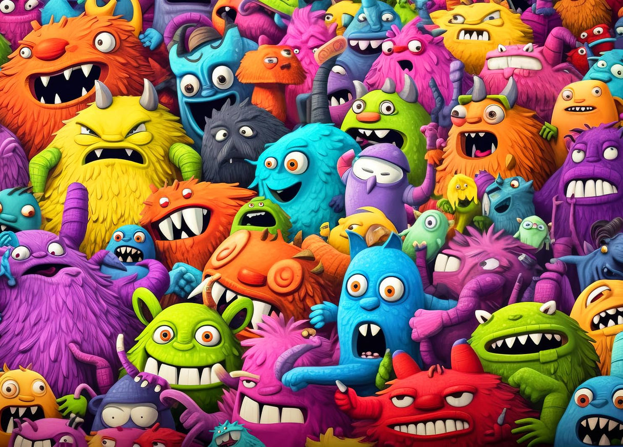 Jigsaw Puzzles for Adults 1000 Piece Puzzle for Adults 1000 Pieces Puzzle 1000 Pieces-Crazy Colorful Monsters HUADADA