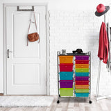 Seville Classics Rolling Utility Organizer Storage Cart for Home Office, School, Classroom, Scrapbook, Hobby, Craft, 15 Drawer, Multicolor (Pearlized) Seville Classics