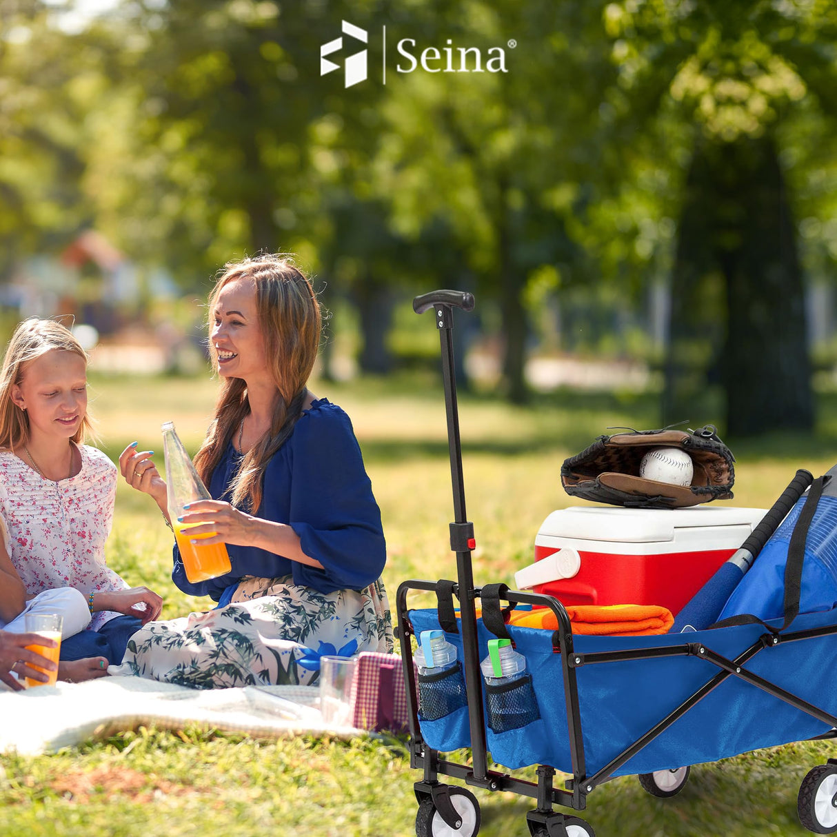 Seina Compact Folding 150-Pound Capacity Utility Cart, Royal Blue Seina