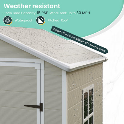 UDPATIO Outdoor Storage Shed 6x4.5 FT, Plastic Resin Outside Sheds & Outdoor Storage for Trash Can, Bike, Lawnmower, Generator, Tool Shed with Lockable Door for Backyard, Lawn, Patio, Sandsto - WoodArtSupply