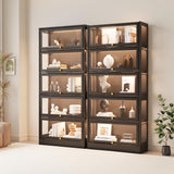 BONITURE Display Cabinet with Acrylic Glass Doors,5-Tiers Curio Cabinet with LED Lighting for Collectibles, Collectibles Toy Organizers Rack & Display Shelf Display Case Storage Cabinet, Black BONITURE