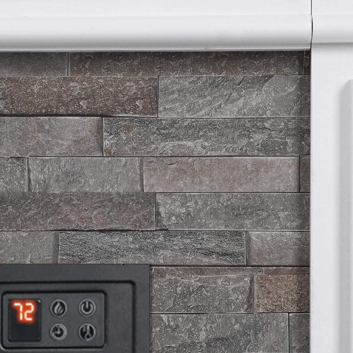 LGHM 44" Electric Fireplace with Mantel, Tall Fireplace Heater Freestanding, Realistic Stacked Stone Surround with Remote Control Timer LED Flame for Living Room,Bedroom… LGHM