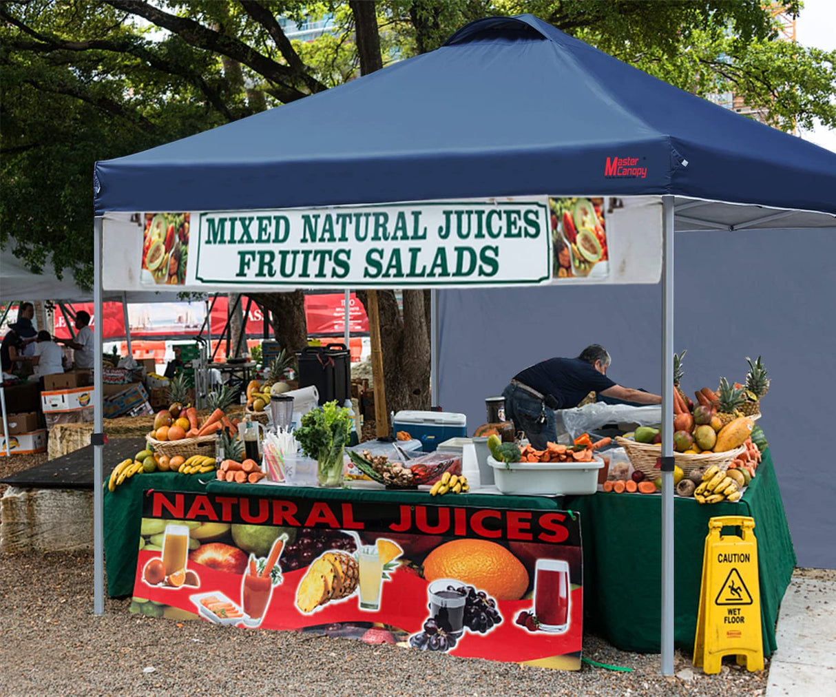 MASTERCANOPY Durable Pop-up Canopy Tent with 1 Sidewall (10'x10',Navy Blue) MASTERCANOPY