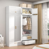 TIMELESS PIECES 86" Metal Wardrobe Cabinets,Armoire Wardrobe Closet with Hanging Rod,Clothes Storage Cabinet with Adjustable Shelves and Doors,Clothing Cabinet for Bedroom Laundry Room TIMELESS PIECES