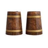 BOONTOON Wooden Coffee Mug for Men Gift Tankard Handmade Drinking Beer Viking Mug Cup Glass Barrel Mug for Men Women (Pack of 2-18Oz) BOONTOON