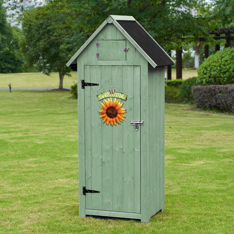 GAOMON Outdoor Wooden Storage Shed, Garden Wood Tool Cabinet, Solid Sheds & Outdoor Storage Clearance, Waterproof Sheds with Shelf and Locking Latch for Backyard, Hallway, Patio (Green) GAOMON