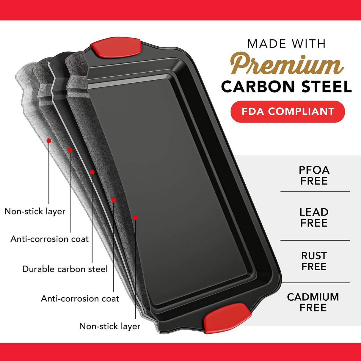 Baking Pan Set, 39 Piece Premium Baking Set, Nonstick Bakeware Sets BPA Free, Cookie Sheets for Baking Nonstick Set, Steel Baking Sheets for Oven with Muffin Pan, Cake Pan & Kitchen Utensils - Black EATEX