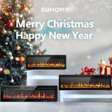 EUHOMY 60 Inch Electric Fireplace Wall Recessed and Wall Mounted with Adjustable Flame Color, Fireplace Heater with Remote Control, Linear Fireplace with Timer, Touch Screen, Log & Crystal, 750/1500W EUHOMY