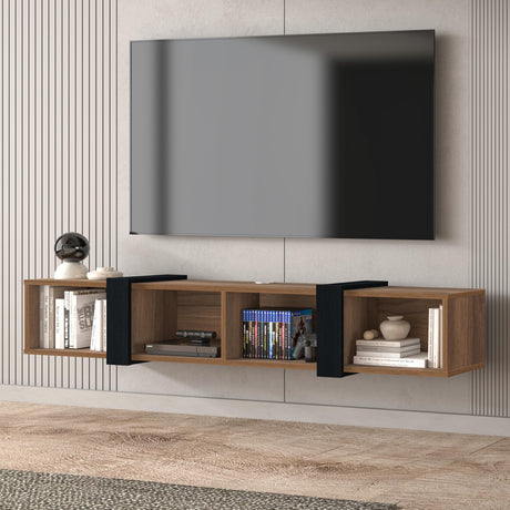 Atelier Mobili Floating TV Stand 75 Inch, Wall Mounted Entertainment Center, Shelf for Under TV, Console, Walnut ATELIER MOBILI THE LEADER OF THE INTERCHANGEABLE FURNITURE